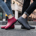 Men's Ankle Rain Boots Women's waterproof Shoes Non-slip Waterproof Work Shoes Winter Warm Cotton Platform Soft Sole Rain Shoes.