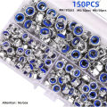 210/150pcs Stainless Steel Hex Lock Nuts, Anti-Slip Self-Locking M3-M8/M4-M6 Assortment for Industrial/Construction/Automotive. 