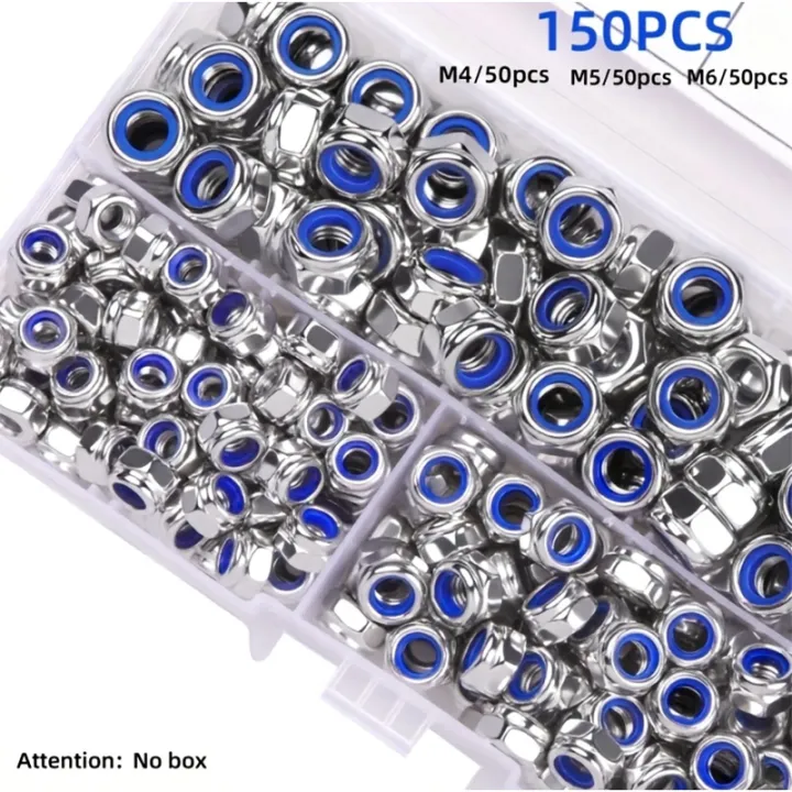 210/150pcs%20Stainless%20Steel%20Hex%20Lock%20Nuts,%20Anti-Slip%20Self-Locking%20M3-M8/M4-M6%20Assortment%20for%20Industrial/Construction/Automotive%20-%20Image%202