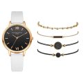 5pcs Set Top Style Fashion Women's Luxury Leather Band Analog Quartz WristWatch Ladies Watch Women Dress Reloj Mujer Black Clock. 