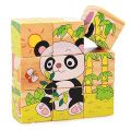 6 Sides Printed Wooden Block Puzzle with Sports Graphics. 