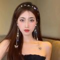 Pearl Butterfly Tassel Headband for Women Crystal Rhinestone Handmade Wedding Headdress Headband WomanHair Accessories Tiara. 