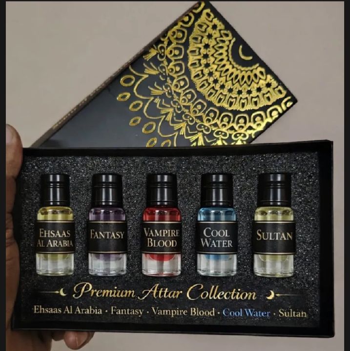 Premium%20Arabic%20Attar%20Gift%20Set%20%E2%80%93%205%20Exclusive%20Fragrances%20(Vampire%20Blood%203ml,%20Cool%20Water3ml,%20Fantasy%203ml,%20Sultan%203ml,%20Ehsaas%20Al%20Arabia%203ml)%20-%20Image%202