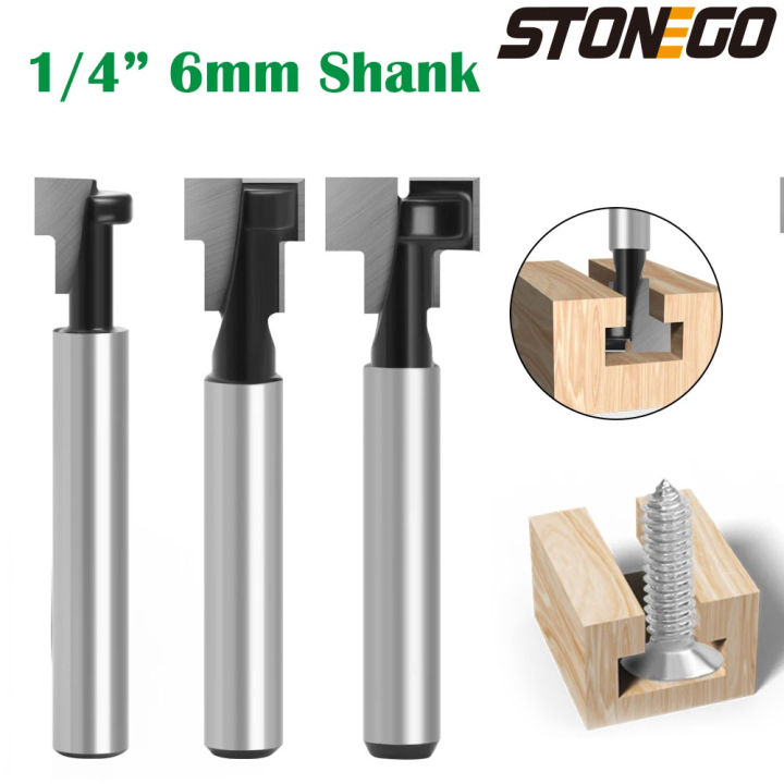 STONEGO 6mm 1/4 Shank Black Keyhole Bit T-Slot Cutter Router Bit ...