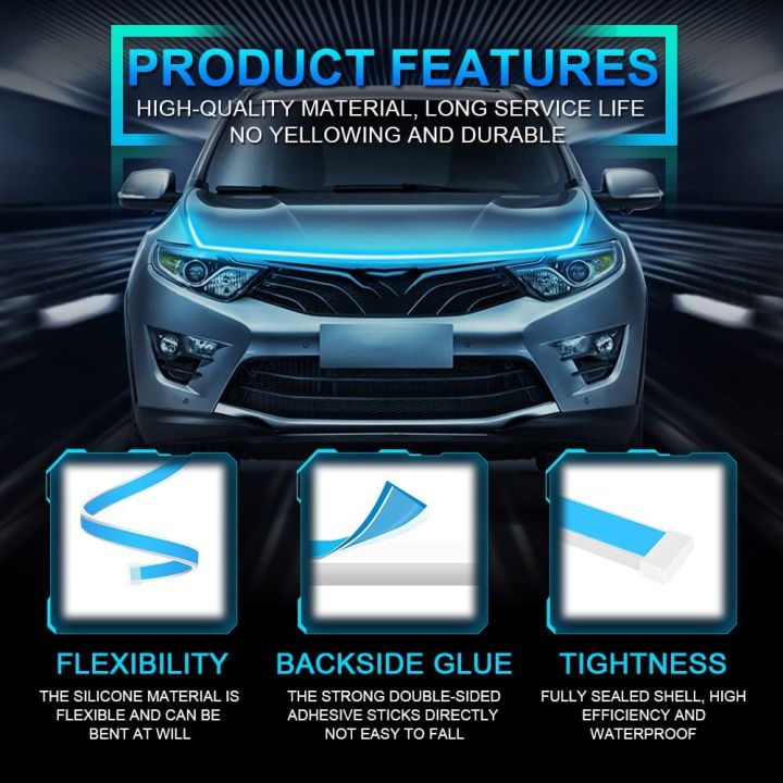 12v%20150cm%20180cm%20Flexible%20LED%20Car%20Universal%20Engine%20Hood%20Guide%20Decorative%20Light%20Bar%20Waterproof%20DRL%20LED%20Strip%20Daytime%20Running%20Light%20-%20Image%204