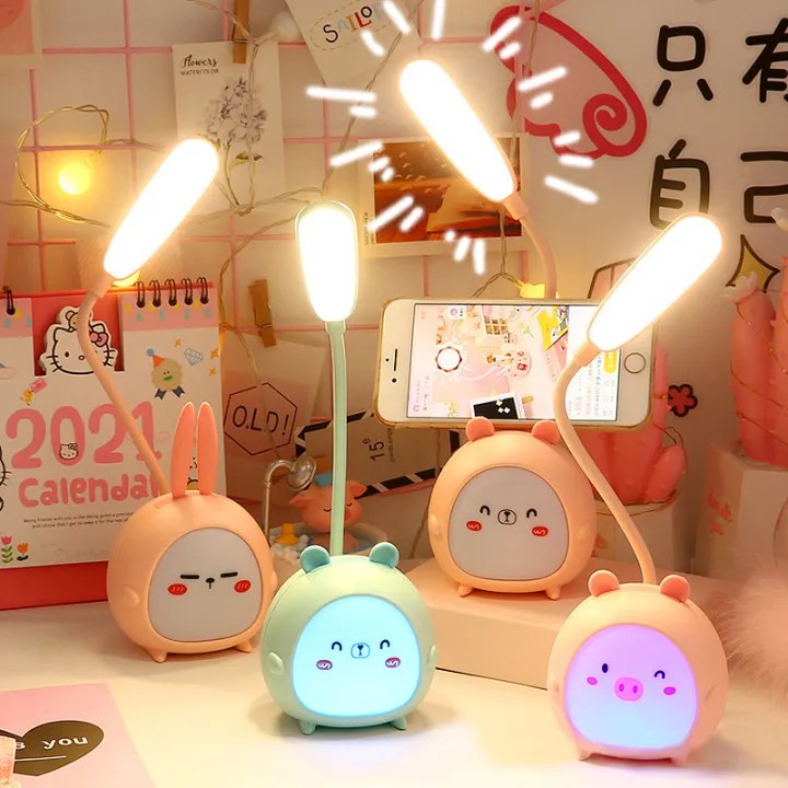 USB LED Desk Lamp Rabbit Light Cute Cartoon Lamp USB Rechargeable LED Reading Light Eye Protection Colorful Night Light New