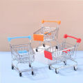 Children's Mini Simulation Shopping Cart Model Hand Cart Metal Model Storage Car Desktop Multifunction Storage Ornament Model. 