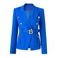 Factory Customize Luxury Quality Classic Style Office White Black Women Pocket Blazers with Blet.