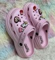 New Girls Fashion EVA Rubber Platform Crocs | High Heel Soft Sole Sandals with Cartoon Charms. 