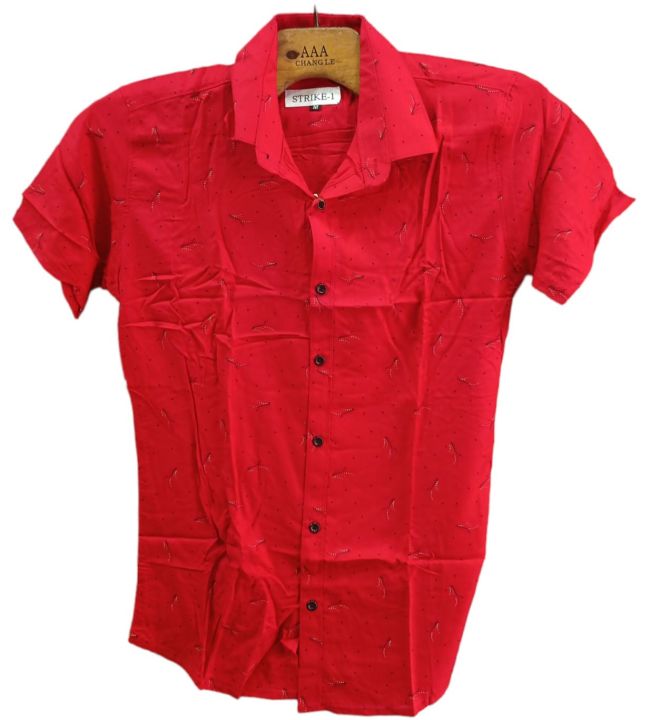 Red Printed Half Sleeve Shirt For Men