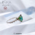 S925 Sterling Silver Ring Green 3ct Moissanite Ring Light Luxury Premium Group Set Full Moissanite Ring jewellery women rings. 