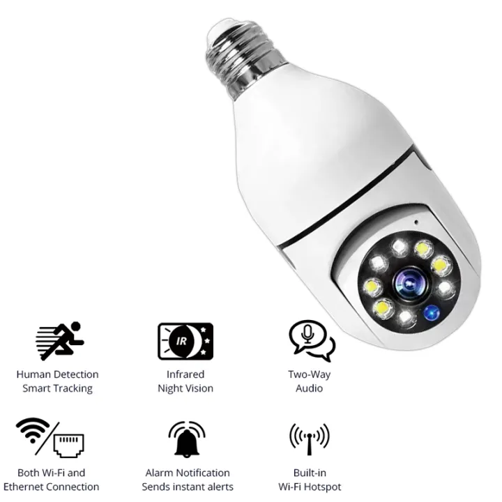 2.4G E27 Bulb Security Monitor Cam Wireless Automatic Human Tracking Night Vision Full Colour Surveillance Camera