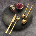 6/30pcs Stainless steel cutlery set, high-end steak knife, fork, dessert spoon, suitable for restaurant banquets parties.