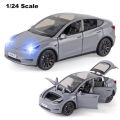 Tesla Model Y 1:24 Scale (7 in) Diecast Model Car with Sound & Pull Back Functions (Without Box). 