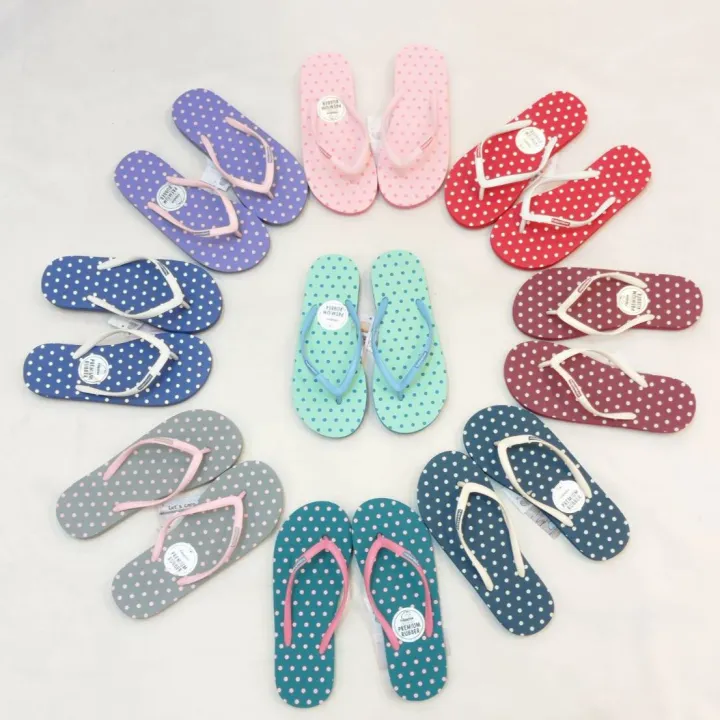 Hippo%20Bloo%20hpd3%20red%20cut%20off%20white%20small%20strap%20polka%20dot%20unisex%20slippers%20color%20optional%20home%20shoes%20flip%20flops%20Thai%20brand%20slippers%20-%20Image%203