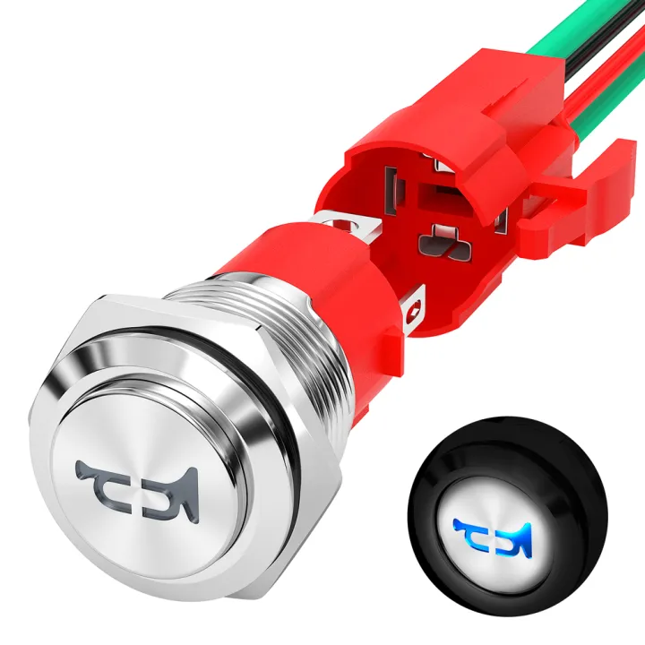 DaierTek%20Horn%20Button%2012V%2020A%20Heavy%20Duty%2016MM%20Metal%20Horn%20Switch%20Speaker%20Blue%20LED%20Stainless%20Steel%20Momentary%20Push%20Button%20Switch%20-%20Image%202