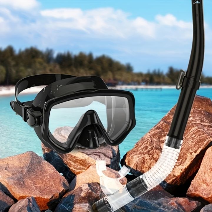 Dry Snorkel Set Diving Mask For Adults Tempered Glass Professional ...
