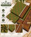 ANZARA 3 Piece Unstitched Suit for Women | Printed Shirt Trouser & Border Printed Dupatta | Elegant Ladies Dress. 