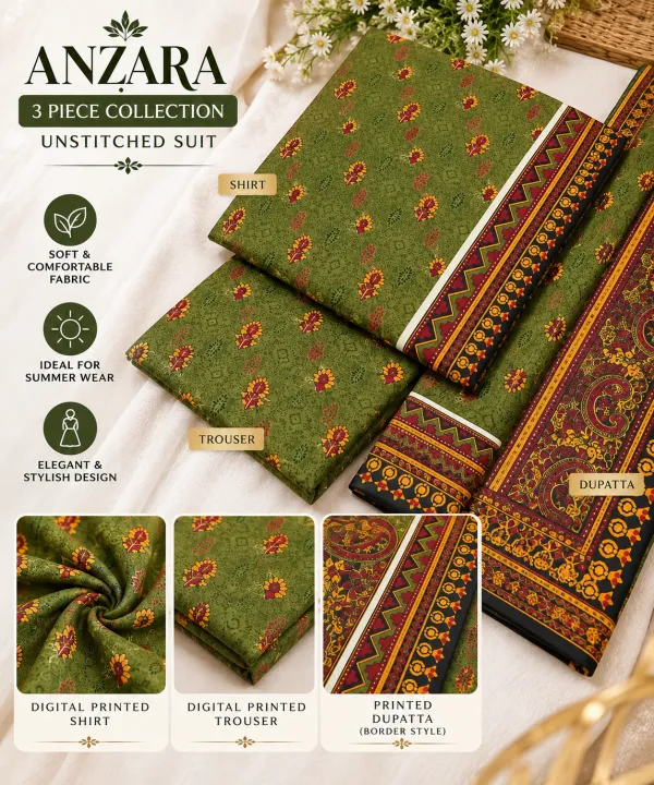 ANZARA%203%20Piece%20Unstitched%20Suit%20for%20Women%20%7C%20Printed%20Shirt%20Trouser%20&%20Border%20Printed%20Dupatta%20%7C%20Elegant%20Ladies%20Dress%20-%20Image%202