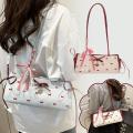 Women's Crossbody Bag Handbag, Polka Dot Bow Design Korean Style, Shoulder Strap & Top Handle, New Summer Fashion. 