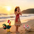 Girls Moana Princess Dress Cosplay Costume with Necklace Wig Set Summer Beach Birthday Party Outfit Kids Carnival 2-8Y Vestido. 