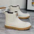 【First need for trendy people in the rainy season】Men's low-tube waterproof rain boots anti-slip wear-resistant Chelsea wind sho. 