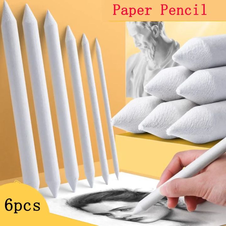 6pcs Blending Stumps Paper Art Sandpaper Pencil for Artist Charcoal Sketch Drawing High Gloss Smudging Art Painting Roll