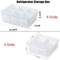 Refrigerator Storage Box 6 Grid Food Vegetable Fruit Storage Box Fridge Organizer Drain Basket Meat Onion Ginger Clear Crisper. 