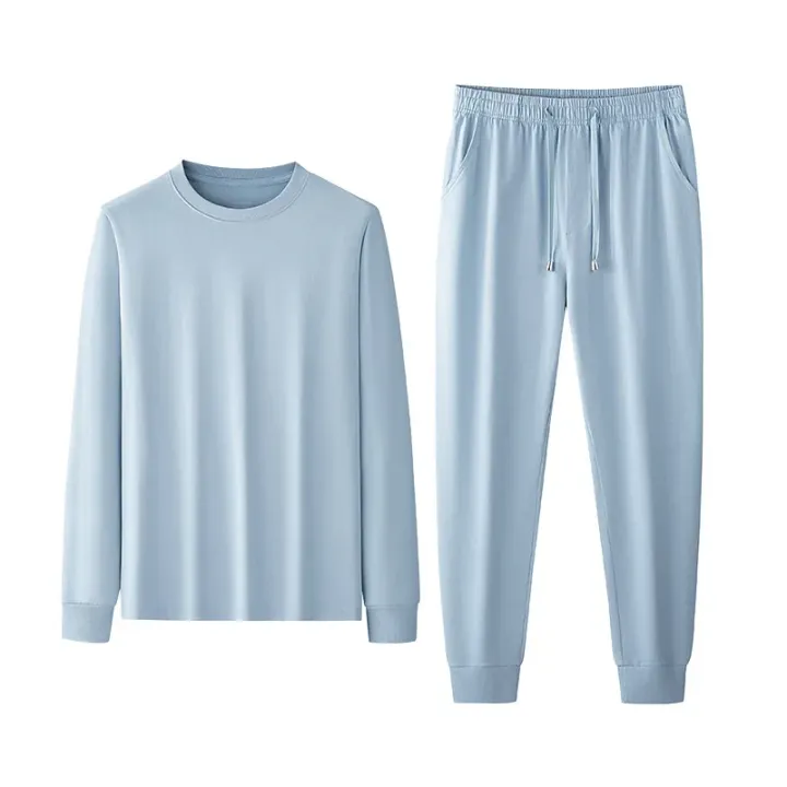 Men's%20Solid%20Color%20Pajama%20Set%20Soft%20Cotton%20Loose%20Fit%20Street%20Ready%20Comfortable%20Loungewear%20Pajamas%20-%20Image%205