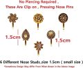 Flower Nose ring Oxidized Traditional  Nose cuff ring Clip on nose pin non piercing Fake Septum Nose Ring Nose Stud for girl & Women Combo Pack of 2/3/5 pcs. 