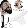 3Pcs Kit Men's Beard Shaper Tool Beard Shaping Styling Comb Template Clippers Beard Comb Scissors Beard Shaping Tool Set. 