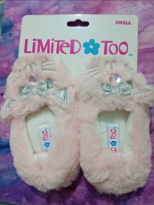 Limited Too Pink Cat Slippers for Girls