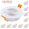 5/10pcs GU10 MR16 Round Recessed Ceiling Spotlights Frame LED Downlight Angle Adjustable Rotating Indoor Lighting Fixture. 