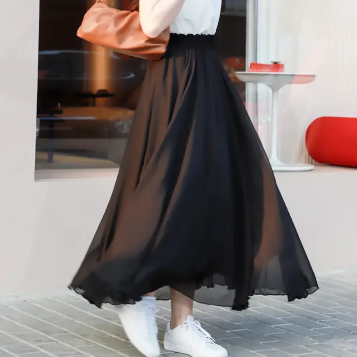 New%20Summer%20Chiffon%20Skirts%20Plus%20Size%20Full-Length%20Skirt%20High%20Waist%20Elegant%20Dance%20Skirt%20Pink%20Black%20Red%20Royal%20Blue%20White%20Long%20Skirts%20-%20Image%203