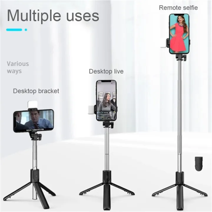 Foldable%20Selfie%20Stick%20Portable%20Mini%20Tripod%20360%20Rotation%20Selfie%20Stick%20With%20Detachable%20Wireless%20Bluetooth%20Remote%20For%20iPhone%20%20-%20Image%204