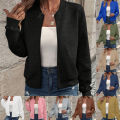2024 Independent Cross-Border European and American New Fashionable Solid Color Zipper Jacket for Women. 