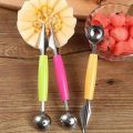 Double Stainless Steel Melo Fruit Spoons Kitchen Cut Watermelon Dig Ball Ice Cream. 
