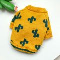 1PC Turmeric Cactus Sweater Pet Clothes Dog Cat Autumn Thickened Warm Pullover Elastic Knitted Sweater. 