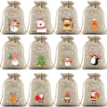 2025 Christmas Burlap Drawstring Candy Bag Santa Gift Bag Christmas Decoration for Present Bag Halloween Christmas New Year.