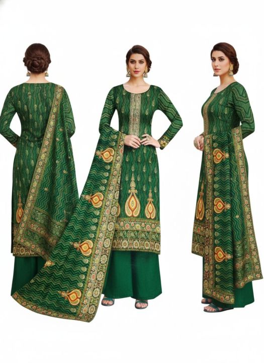 Woolen%20Kurta%20Suruwal%20Set%20with%20Shawl%20for%20Women%20-%20Green%20Ethnic%20Winter%20Wear%20-%20Image%203