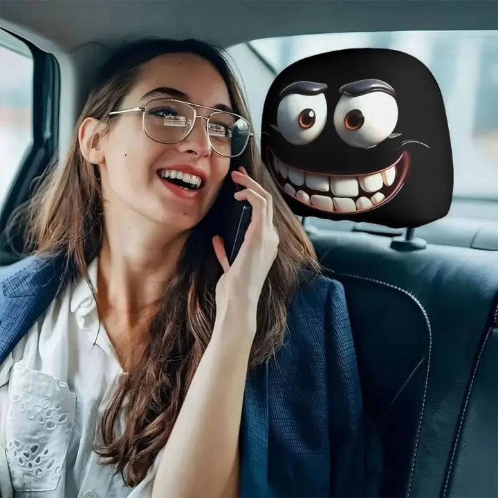 2pcs%20Smiley%20Face%20Printed%20Car%20Pillowcase%20Soft%20Comfortable%20Decorative%20Cushion%20Cover%20Auto%20Seat%20Headrest%20Washable%20Polyester%20Fabric%20-%20Image%204