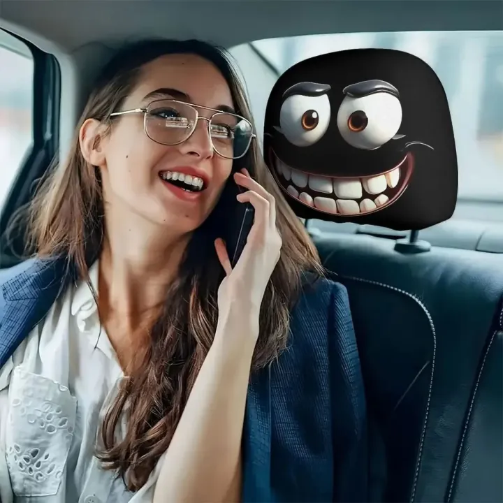 2pcs%20Smiley%20Face%20Printed%20Car%20Pillowcase%20Soft%20Comfortable%20Decorative%20Cushion%20Cover%20Auto%20Seat%20Headrest%20Washable%20Polyester%20Fabric%20-%20Image%204