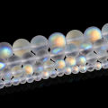 6 8 10mm Matte Aurora Crystal Glass Beads Round Frosted Aura Bead AB Shiny Moonstone For Jewelry Making Diy Necklace Bracelet.