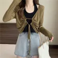 H & H🌞"Ready to send" long-sleeved cardigan with unique drawstring details (12336). 