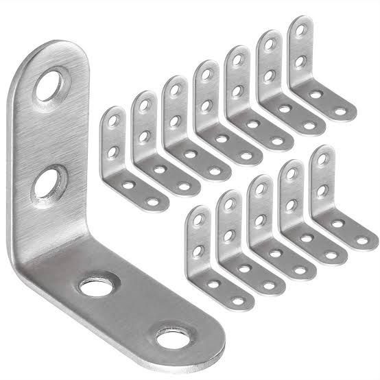 2 PCS Stainless Steel L Corner Brackets Heavy Duty Corner  90 Degree Joint Angle L Shape size 2 inch Bracket for Wood Cabinets Furniture