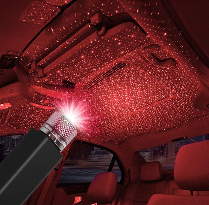 Universal LED Car Roof Star Night Lights| Mini LED Red Starry Sky Projector Night Light| Romantic Led Projection Atmosphere Star Light| Interior Ambient Galaxy Star Lamp Decoration Light| Portable Laser Light for Roof Lighting of Auto, Car, Truck, Room
