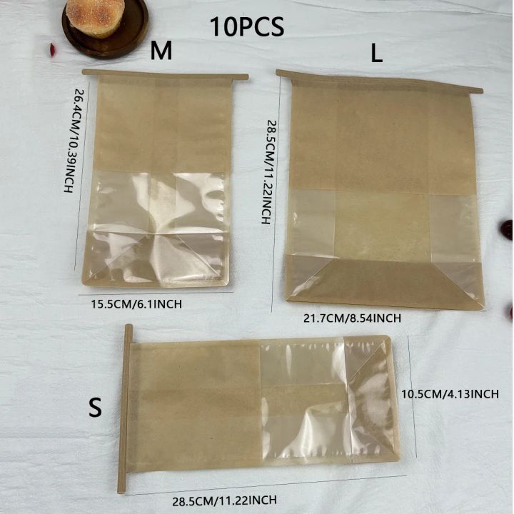10pcs%20Kraft%20Paper%20with%20Window%20Bread%20Packaging%20Bags%20Oil-proof%20Breakfast%20Cookie%20Breat%20Supplies%20Party%20Food%20Toast%20Clear%20Celebrate%20-%20Image%204