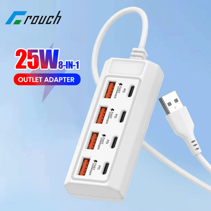 Conversion Socket Usb 8 in 1 USB Electrical Socket 25W Fast Charging Power Outlet Adapter ...