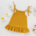 1-5 Years Old Kid Girl Summer Breathable Cotton Slip Dress Adjustable  Solid Color Halter Dress Toddler Girl Holiday Beachwea. 