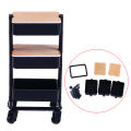1Set 1:12 Dollhouse Miniature Trolley Dining Cart with Wheels Storage Display Shelf Bookshelf Furniture Model Decor Toy.